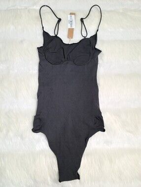 SKIMS Sheer Seamless Thong Bodysuit Black Onyx Women Medium NEW